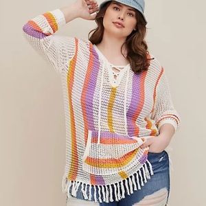 NWT Torrid Baja Fringe Pullover